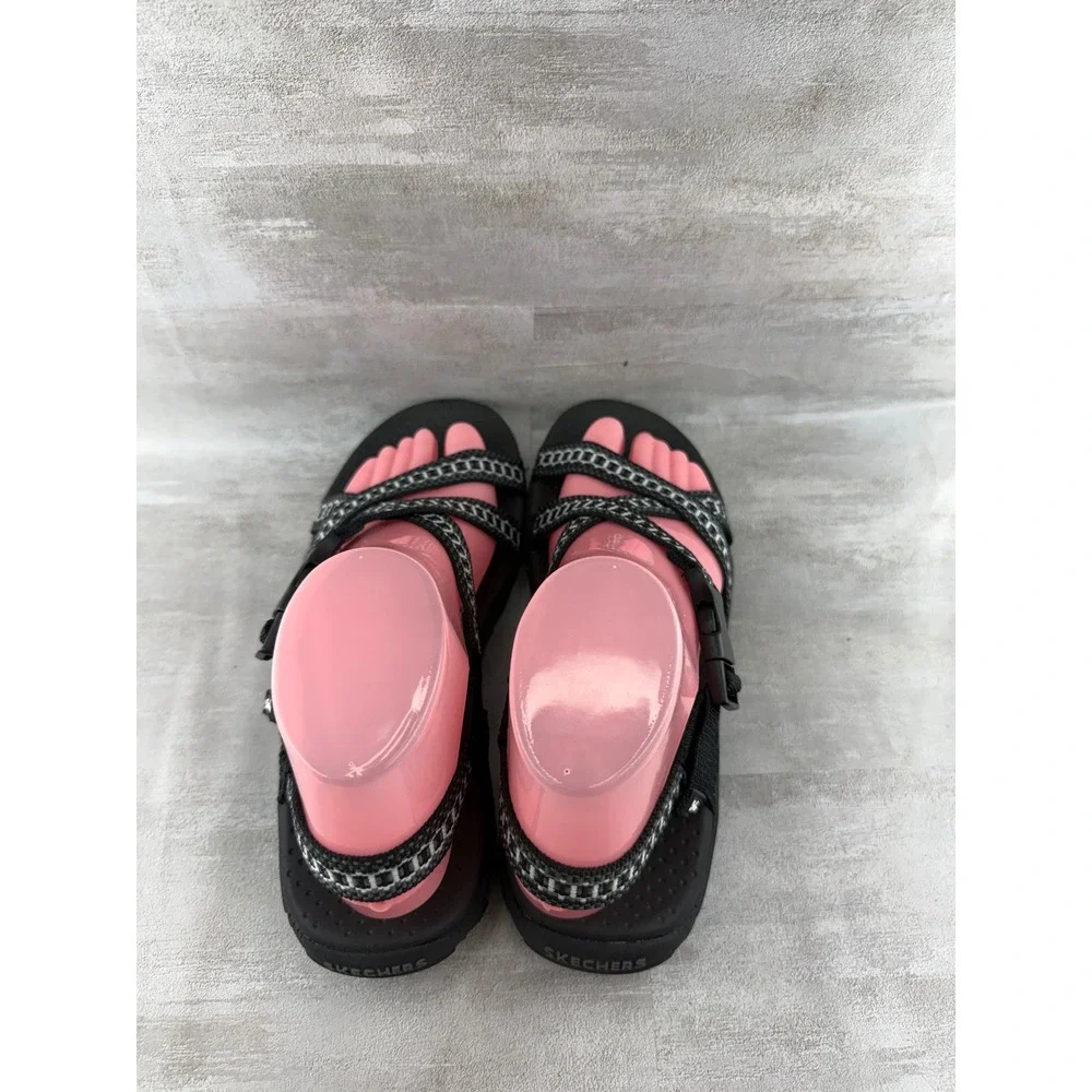 Skechers Outdoor Lifestyle Women Black White Strappy Sport Sandals Size 7